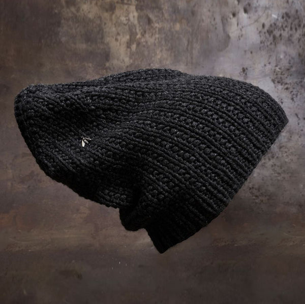 WERKSTATT MUNCHEN cashmere hat M8011 BE BL PWM3 black sterling silver bee